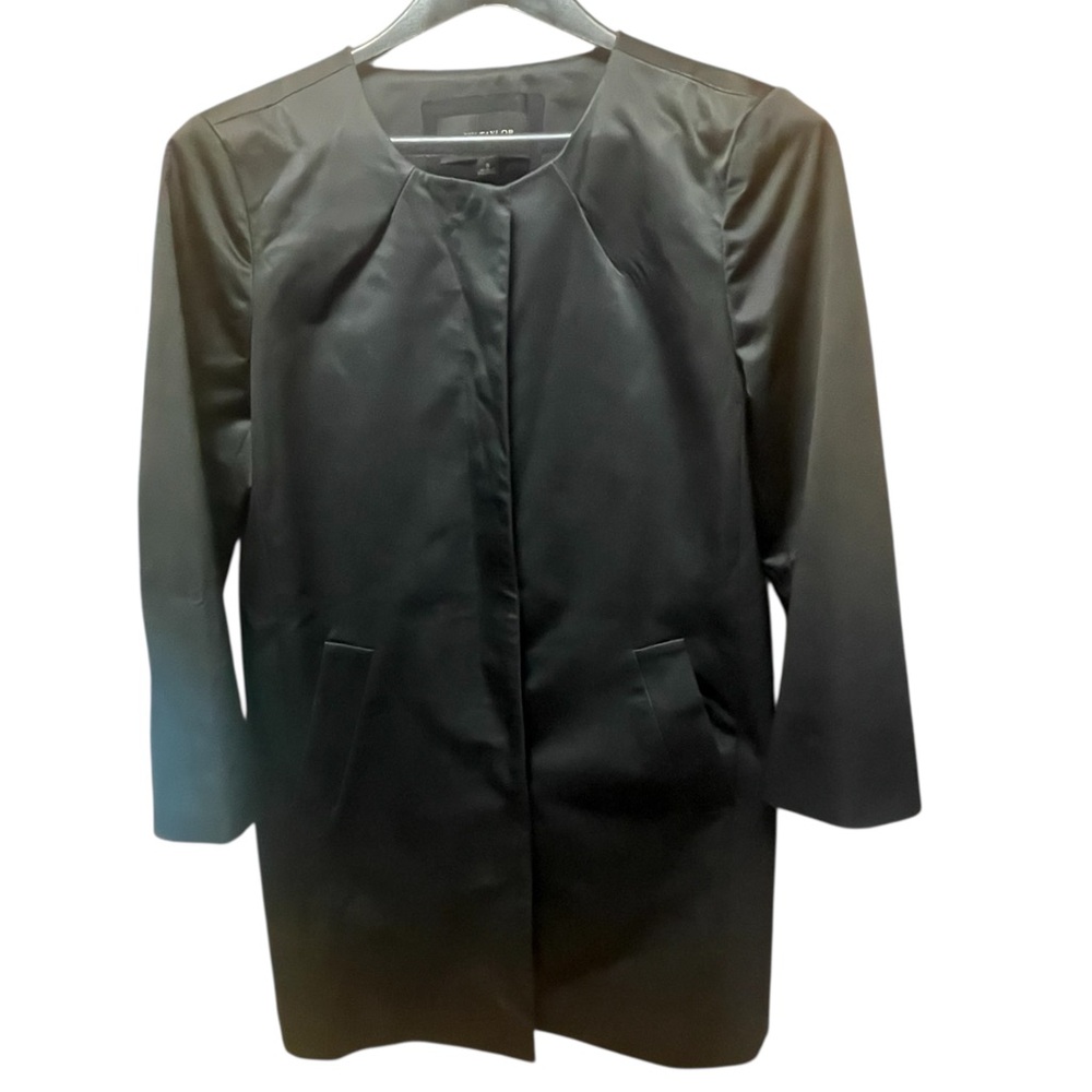 Ann Taylor Elegant Black Satin Women's Over Coat Evening Small Retro 60’s Look